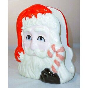 VTG Santa Napkin Card Letter Holder Ceramic Hobbyist Hand Painted Christmas